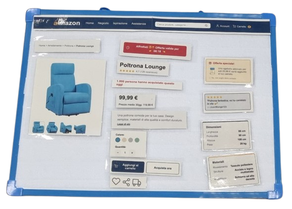 UX Detective in una possibile configurazione dei suoi pezzi
