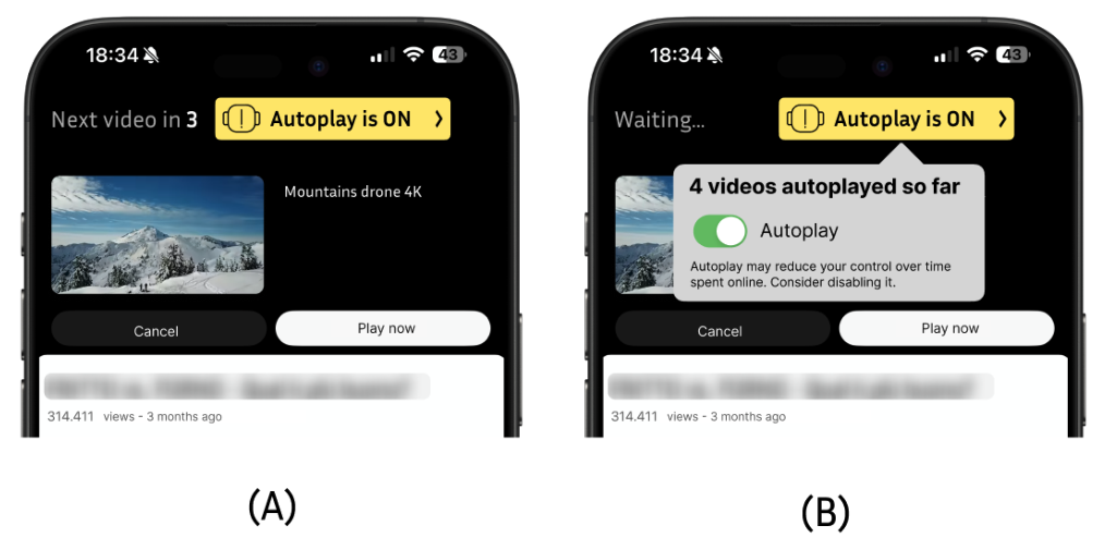 An ATL for YouTube warning that autoplay is active and offering a toggle to disable it
