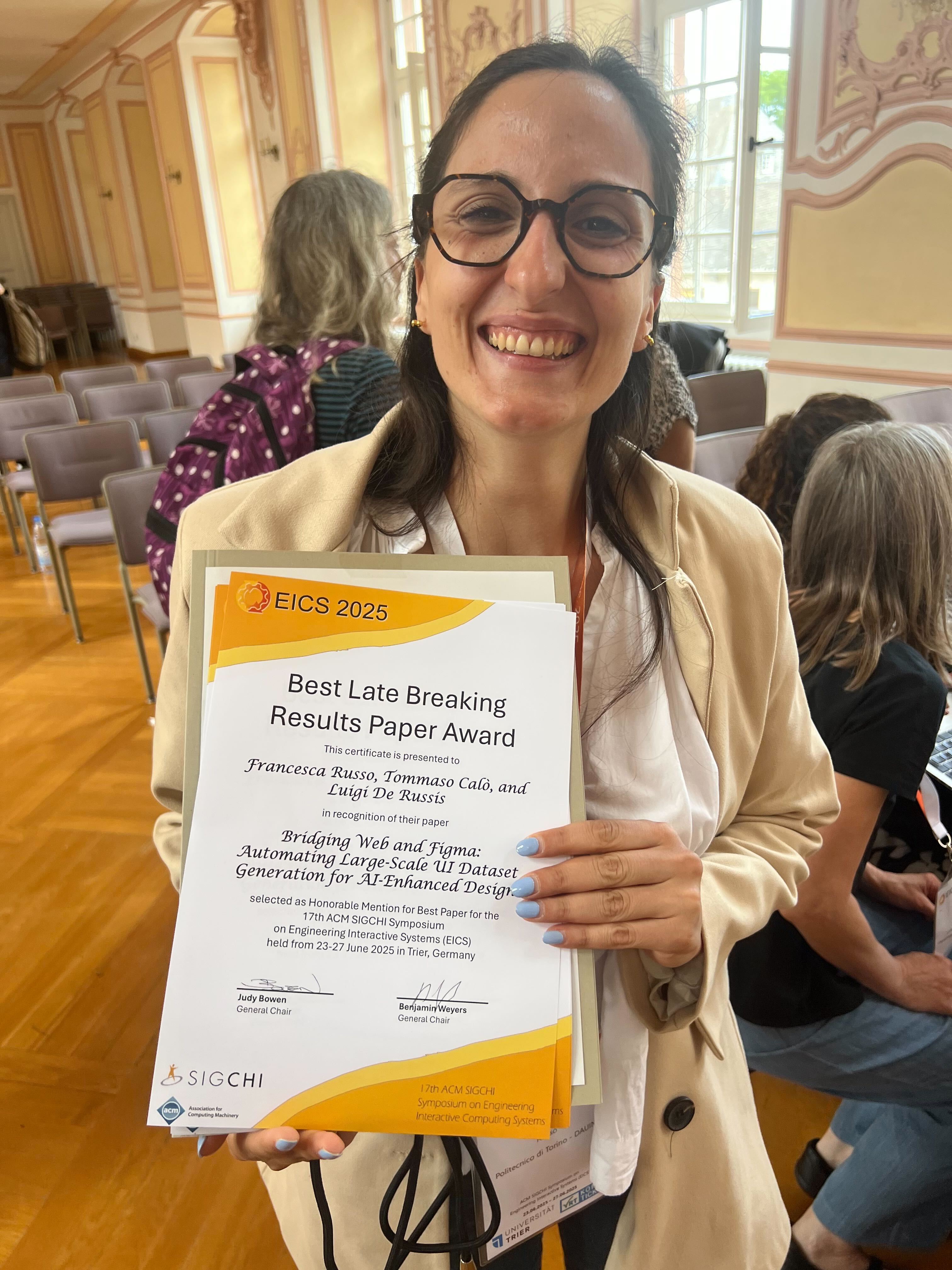 Best Late Breaking Results Paper Award at EICS 2025